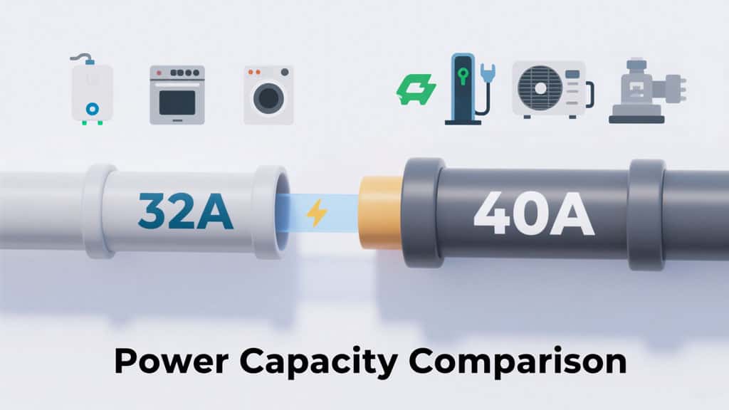 32 amp vs 40 amp