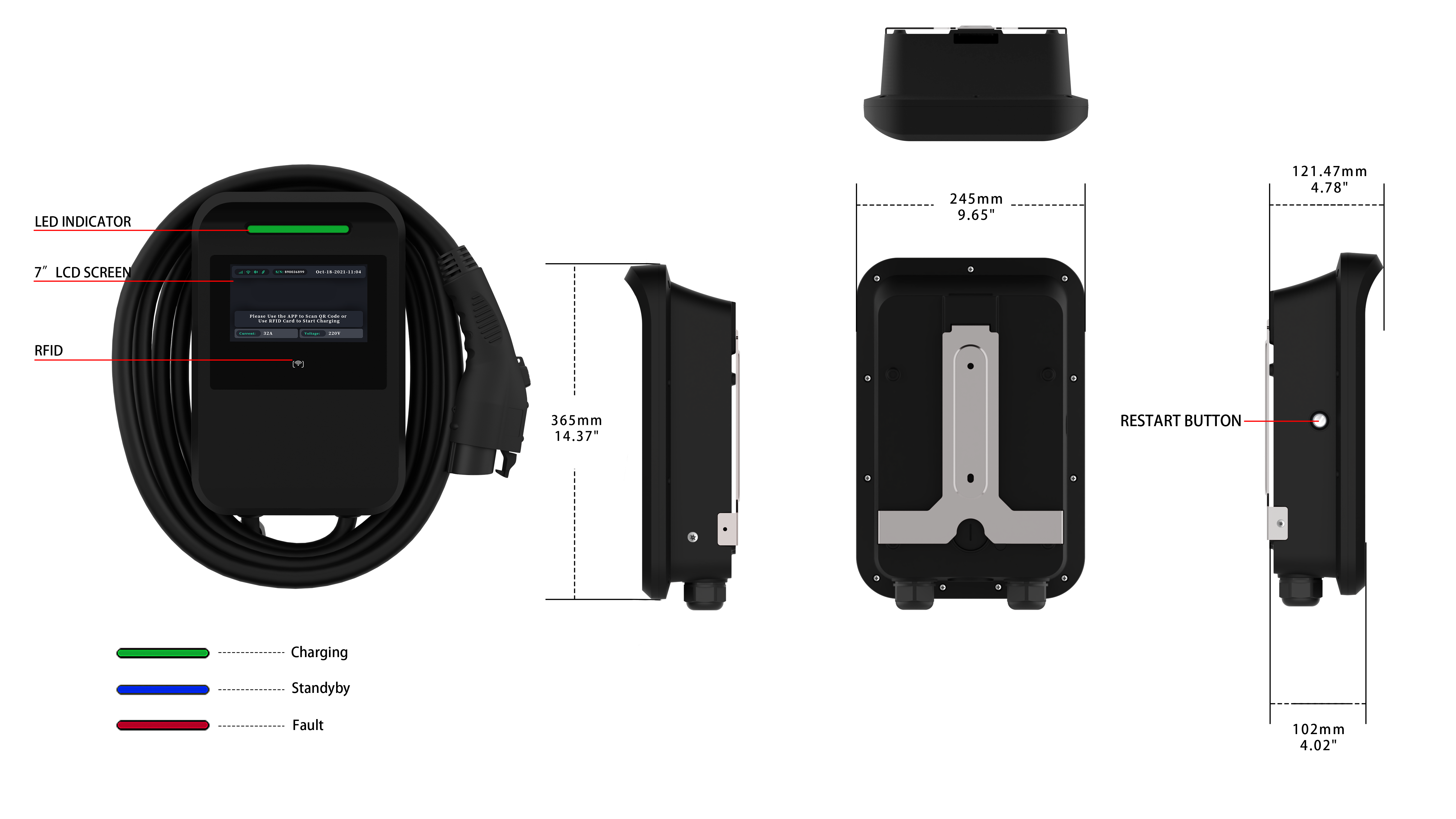ETL 80A Pedestal Dual-Port EV Charger